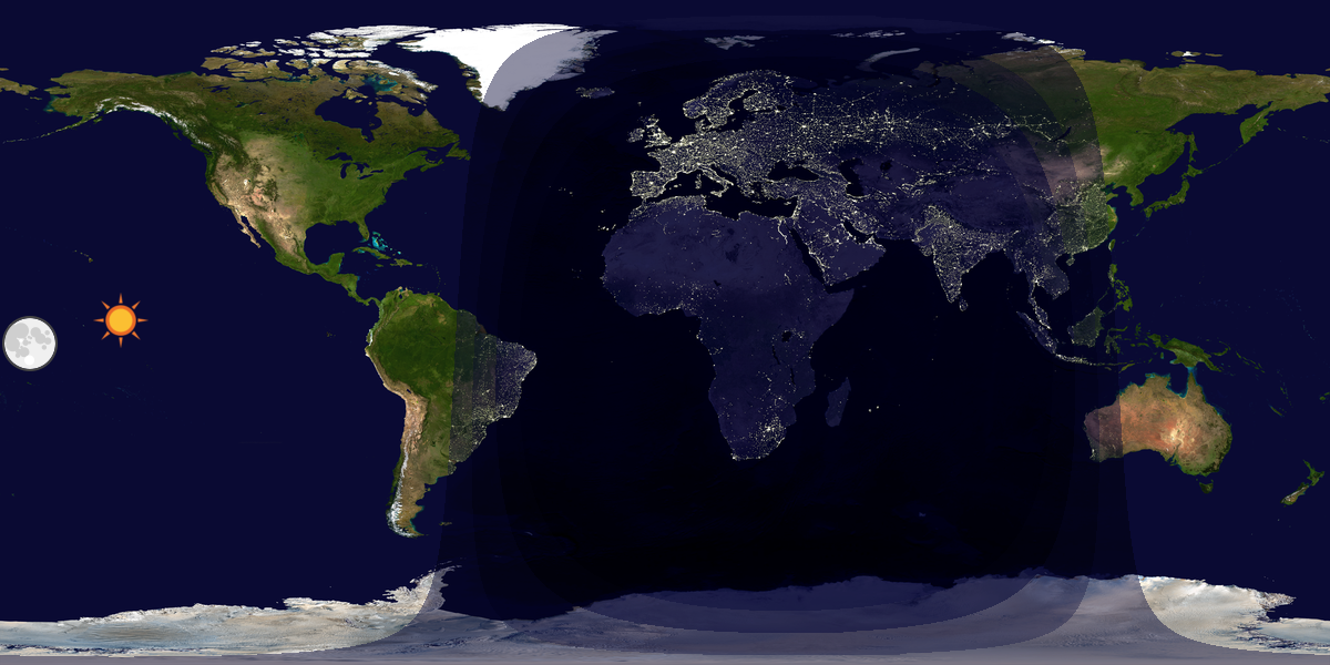 Verdenskart som viser dag og natt 