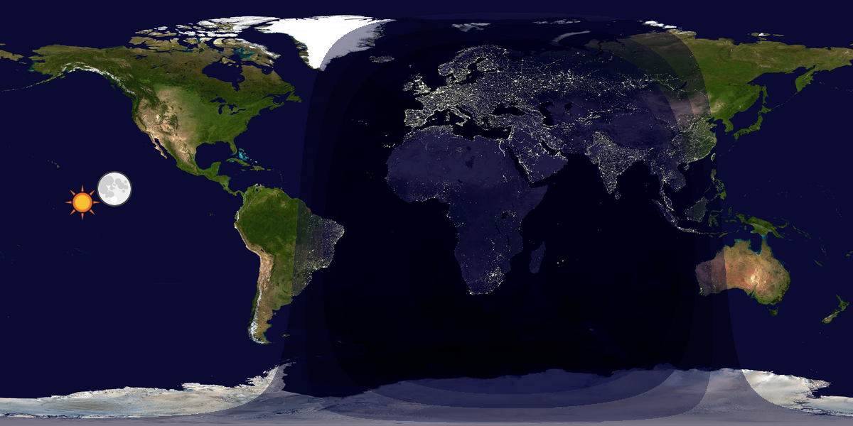 Verdenskart som viser dag og natt 