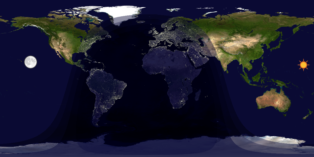Verdenskart som viser dag og natt 