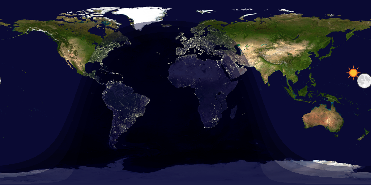 Verdenskart som viser dag og natt 