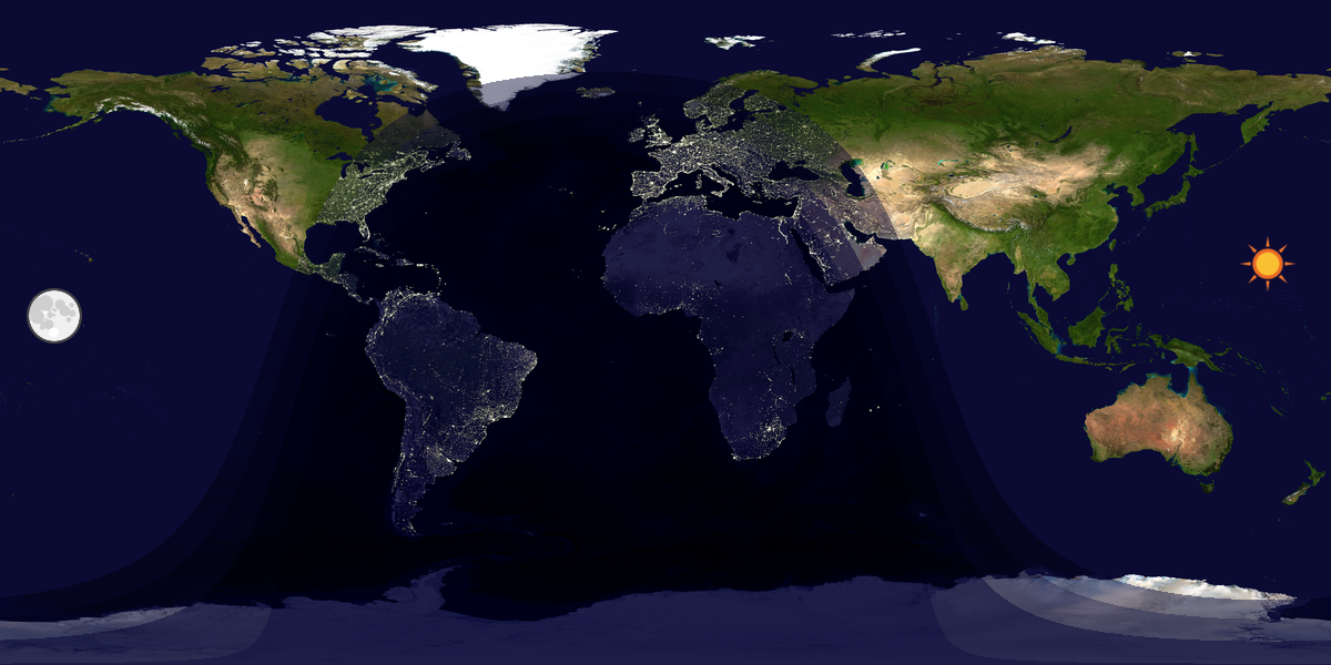Verdenskart som viser dag og natt 