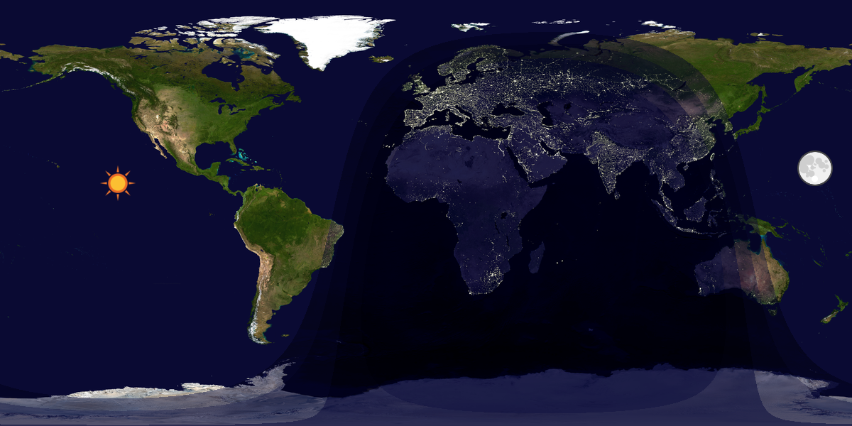 Verdenskart som viser dag og natt 