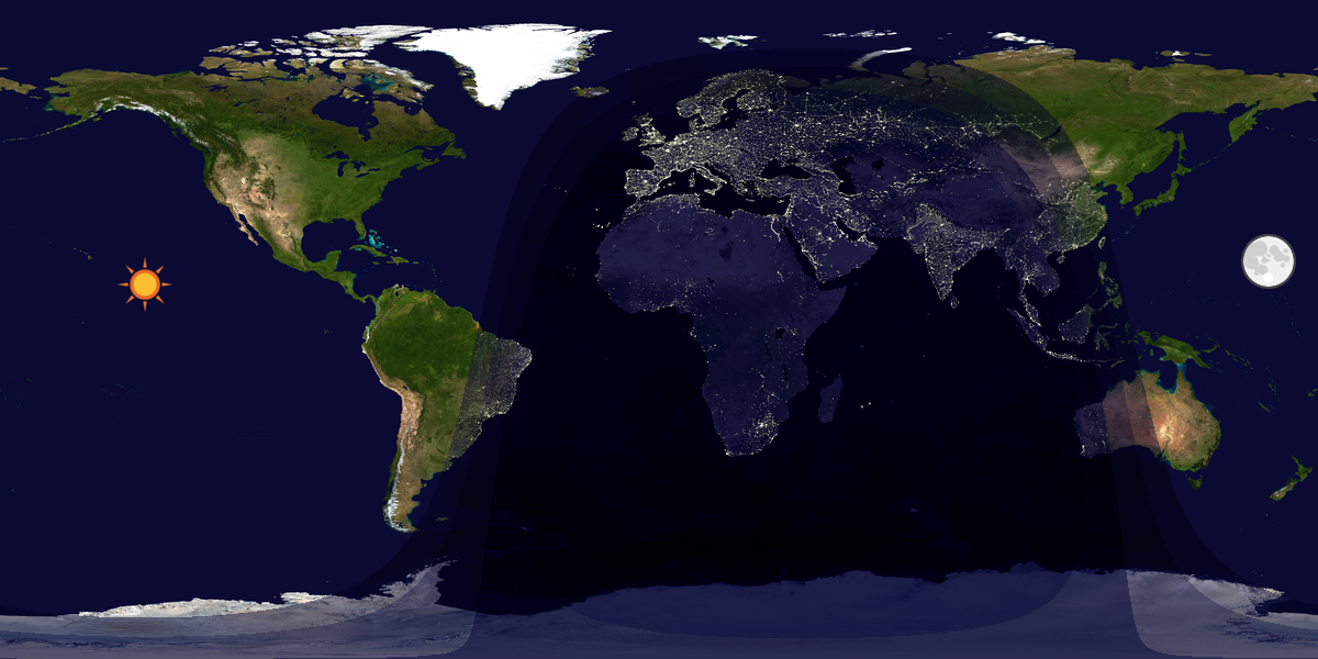 Verdenskart som viser dag og natt 