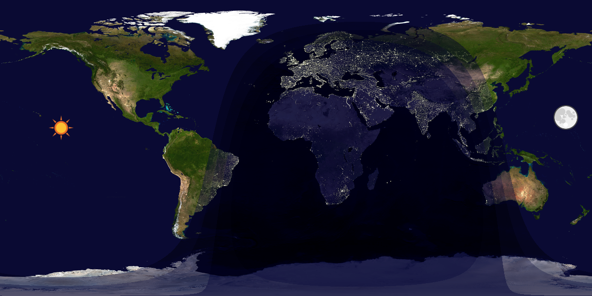 Verdenskart som viser dag og natt 
