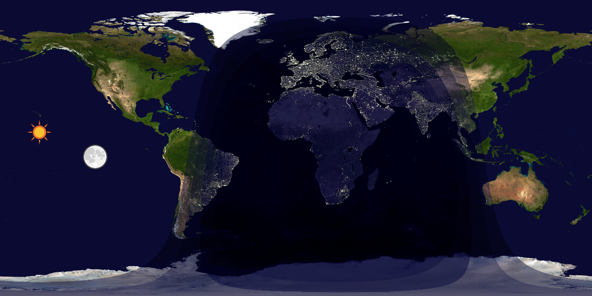 Verdenskart som viser dag og natt 