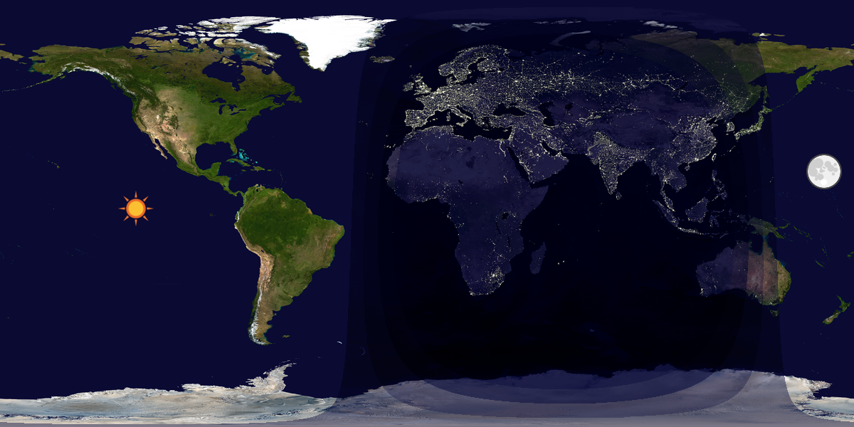Verdenskart som viser dag og natt 