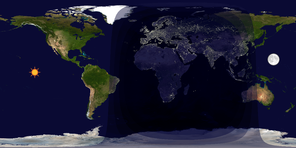 Verdenskart som viser dag og natt 