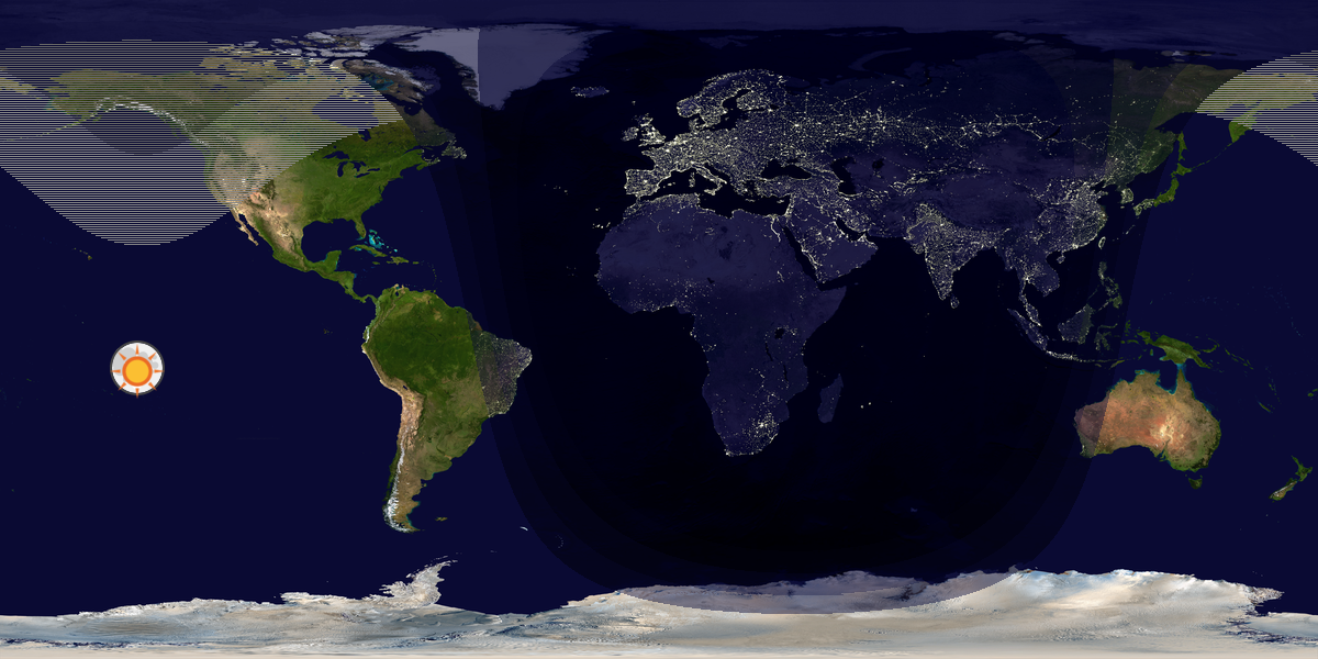 Verdenskart som viser dag og natt 