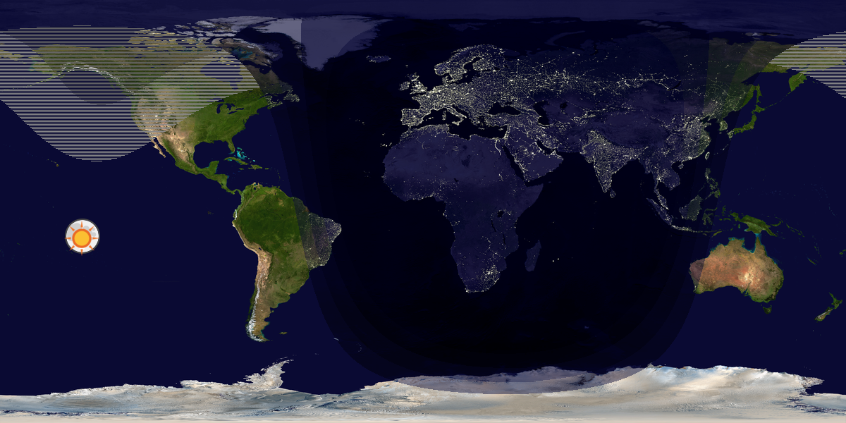 Verdenskart som viser dag og natt 