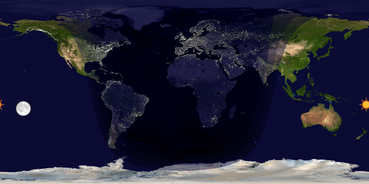 Verdenskart som viser dag og natt 