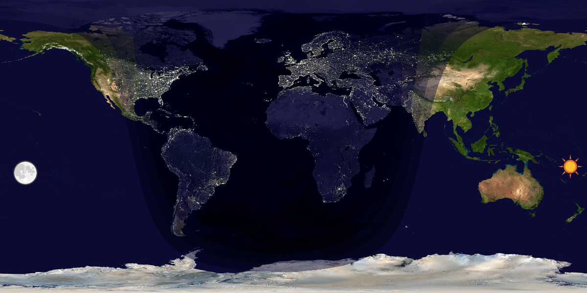 Verdenskart som viser dag og natt 