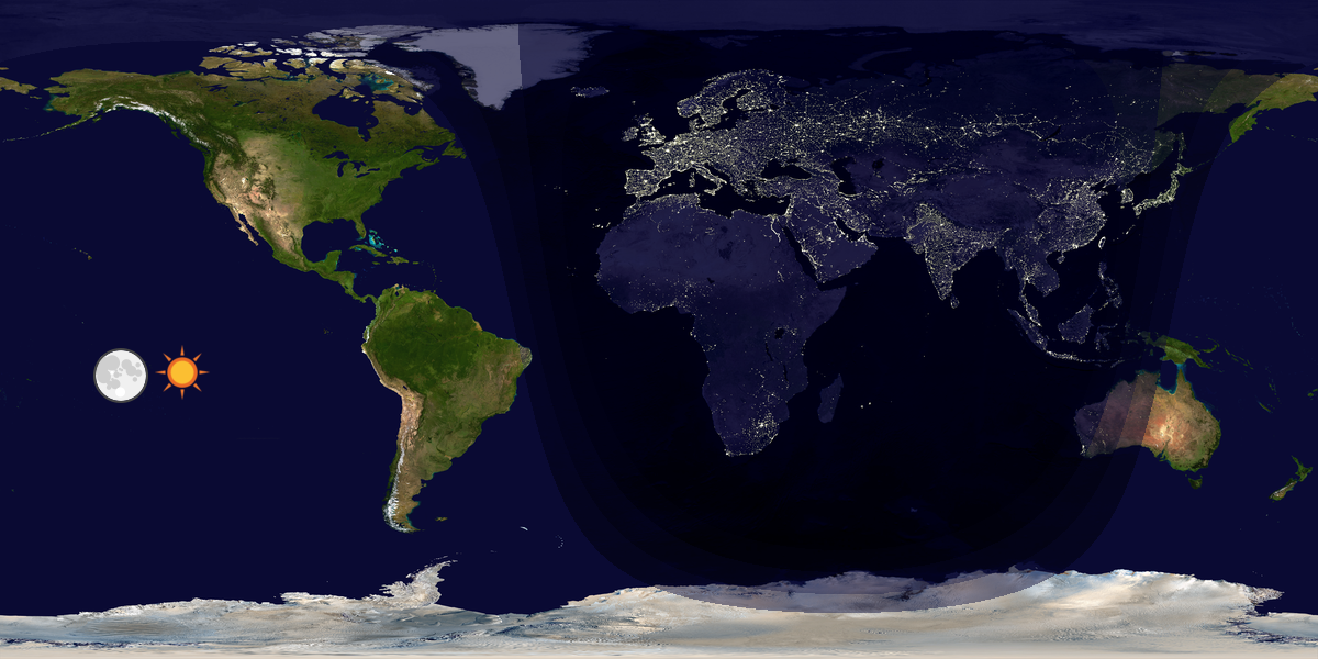 Verdenskart som viser dag og natt 
