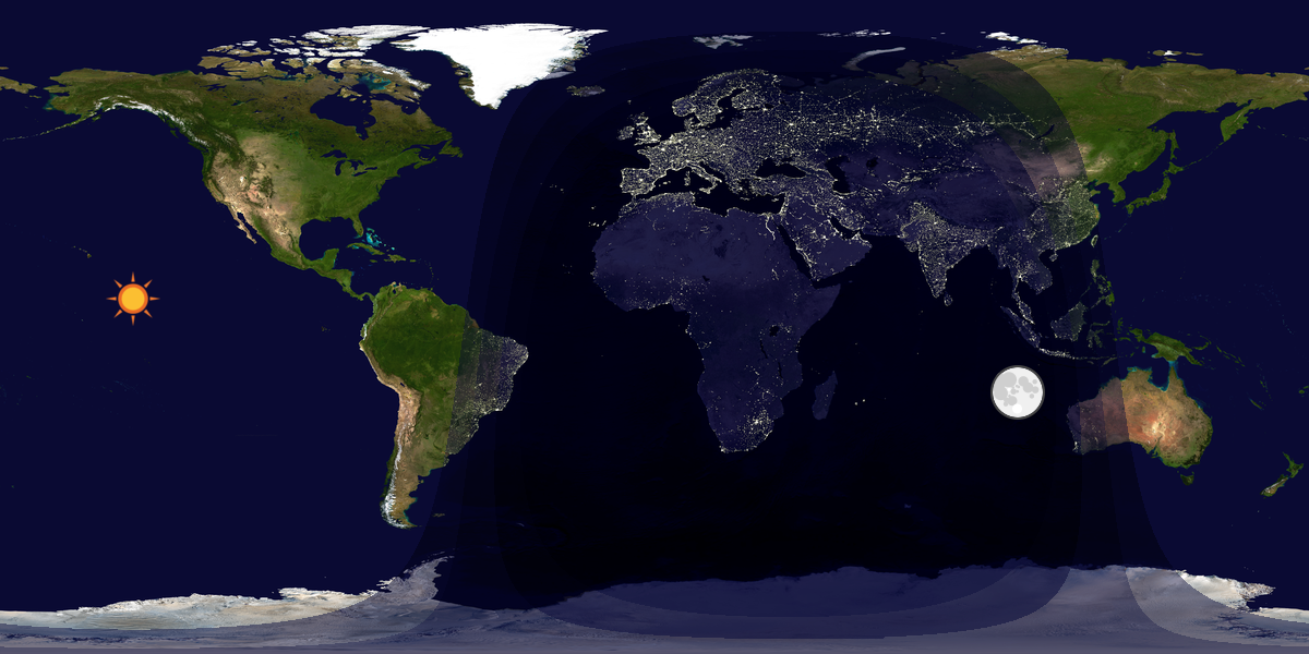 Verdenskart som viser dag og natt 
