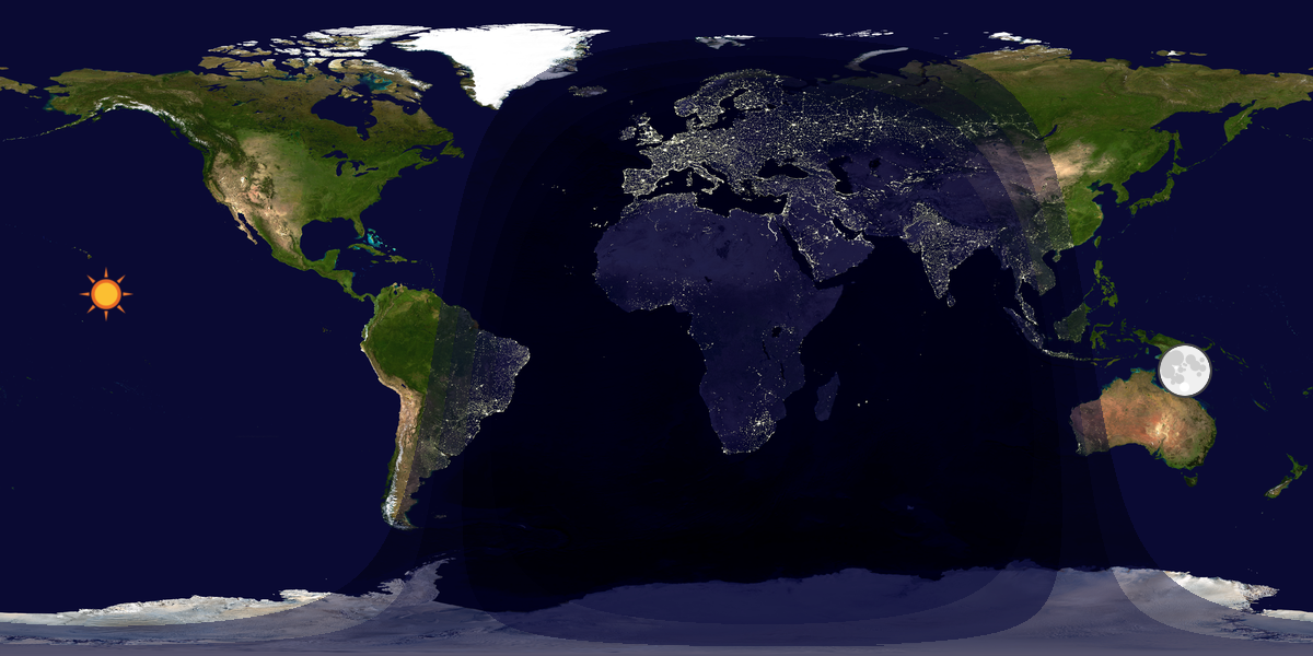 Verdenskart som viser dag og natt 