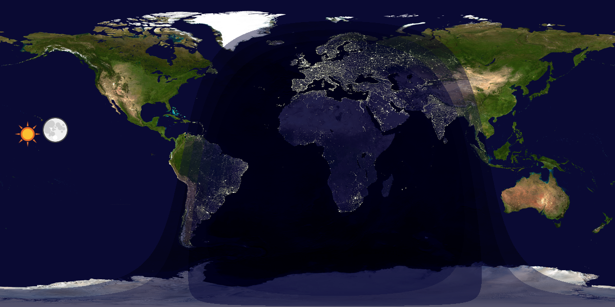 Verdenskart som viser dag og natt 