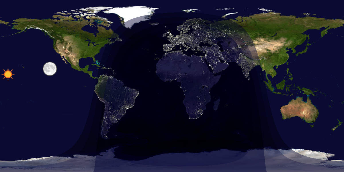 Verdenskart som viser dag og natt 