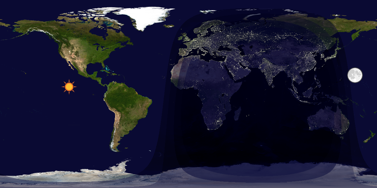 Verdenskart som viser dag og natt 