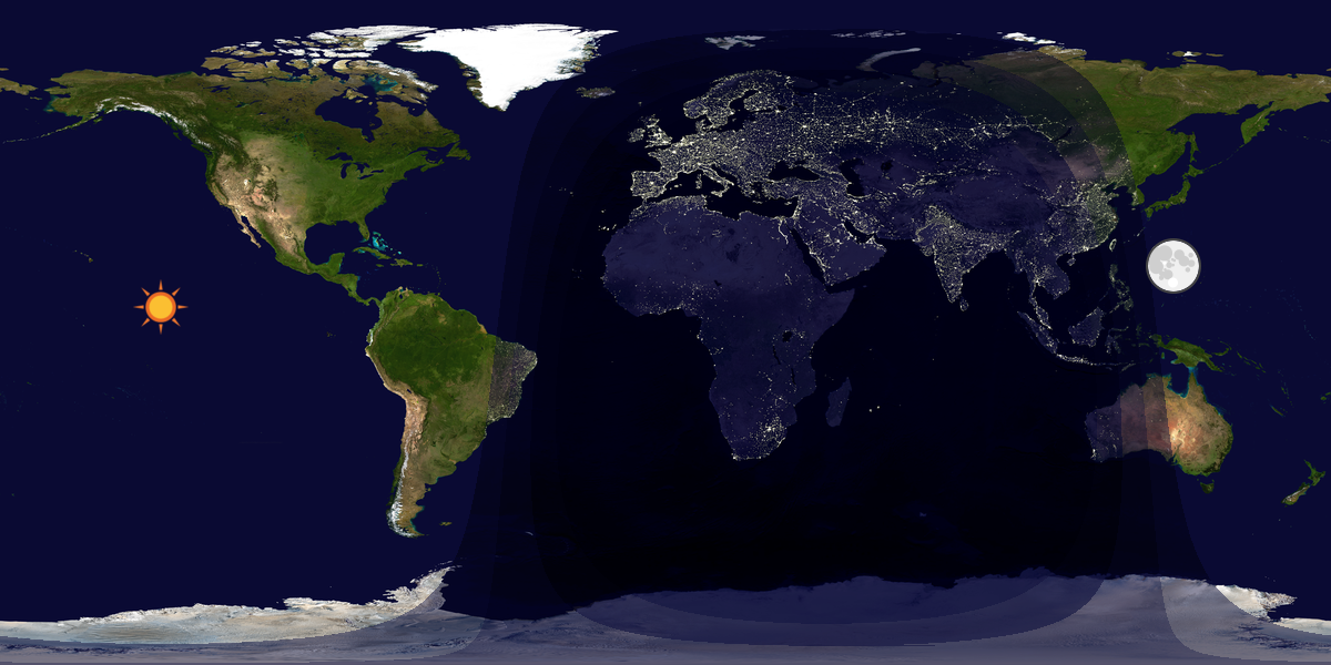 Verdenskart som viser dag og natt 