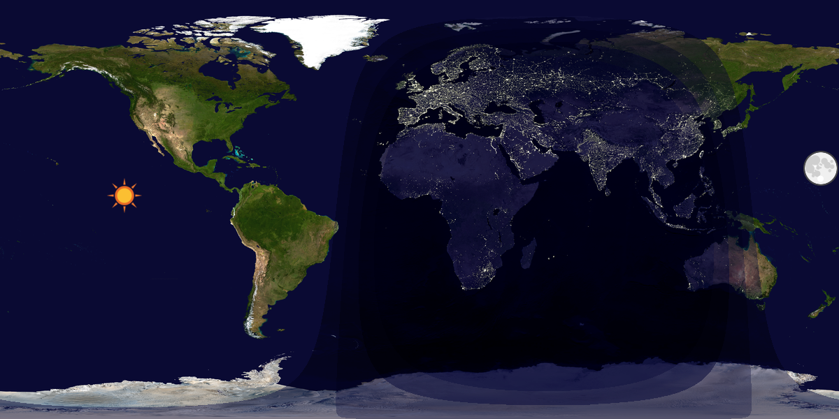 Verdenskart som viser dag og natt 