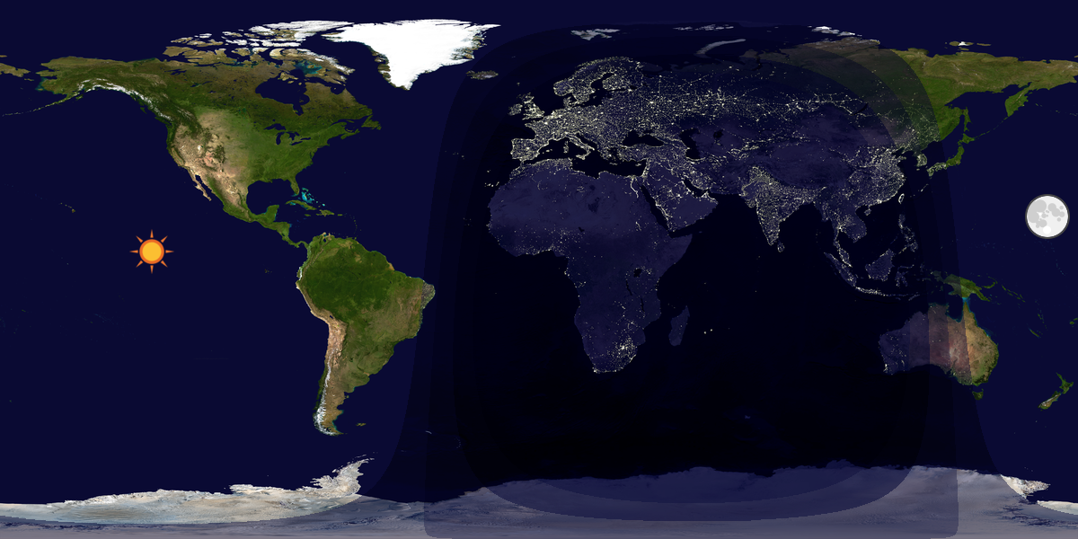 Verdenskart som viser dag og natt 