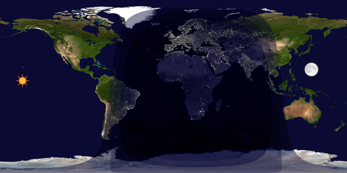 Verdenskart som viser dag og natt 