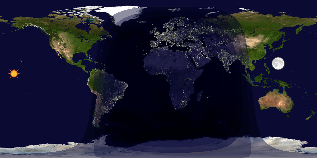 Verdenskart som viser dag og natt 