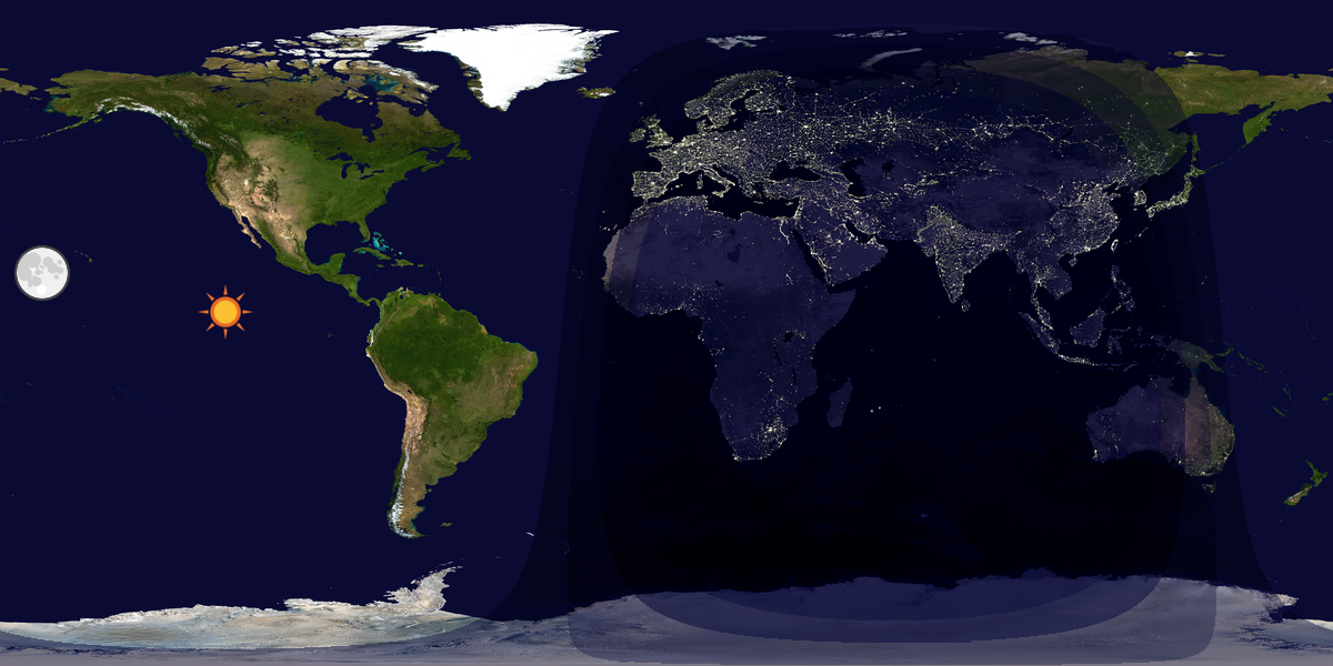Verdenskart som viser dag og natt 