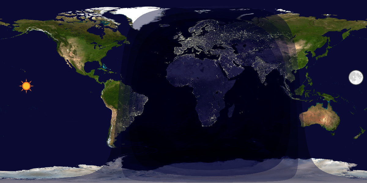 Verdenskart som viser dag og natt 