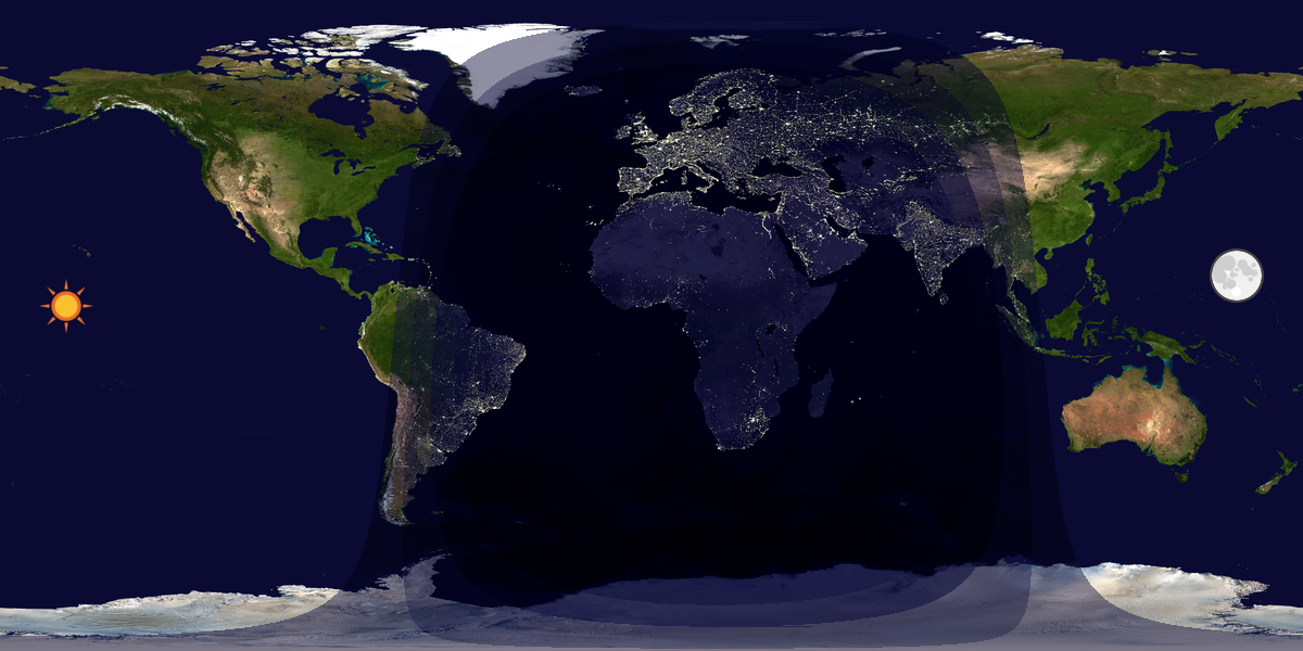 Verdenskart som viser dag og natt 