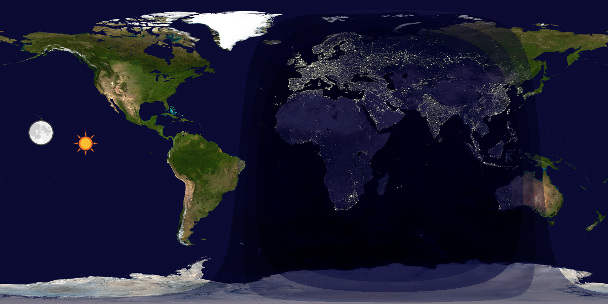 Verdenskart som viser dag og natt 