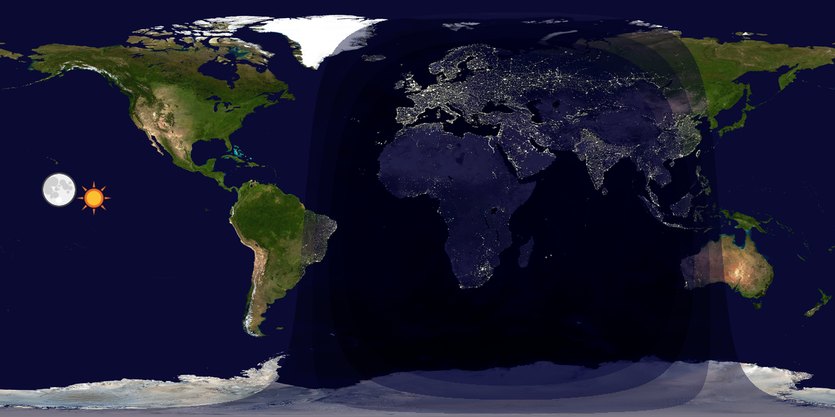 Verdenskart som viser dag og natt 