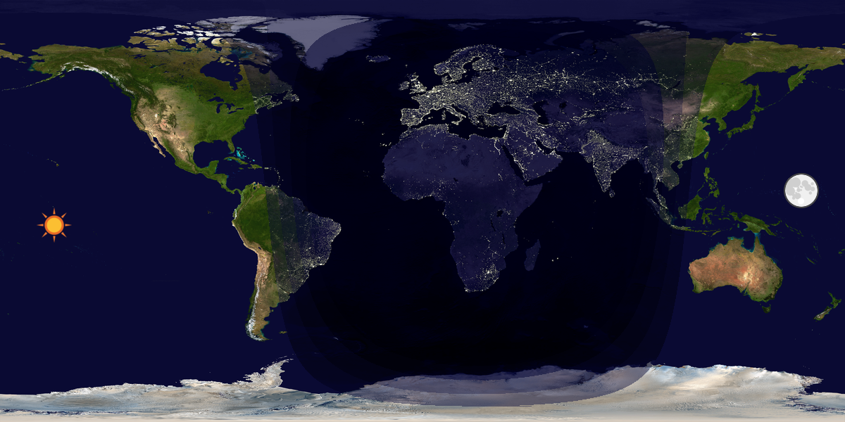Verdenskart som viser dag og natt 