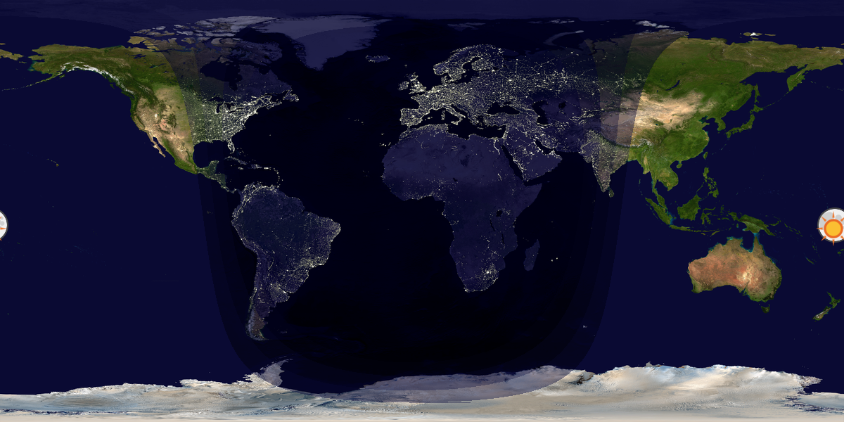 Verdenskart som viser dag og natt 