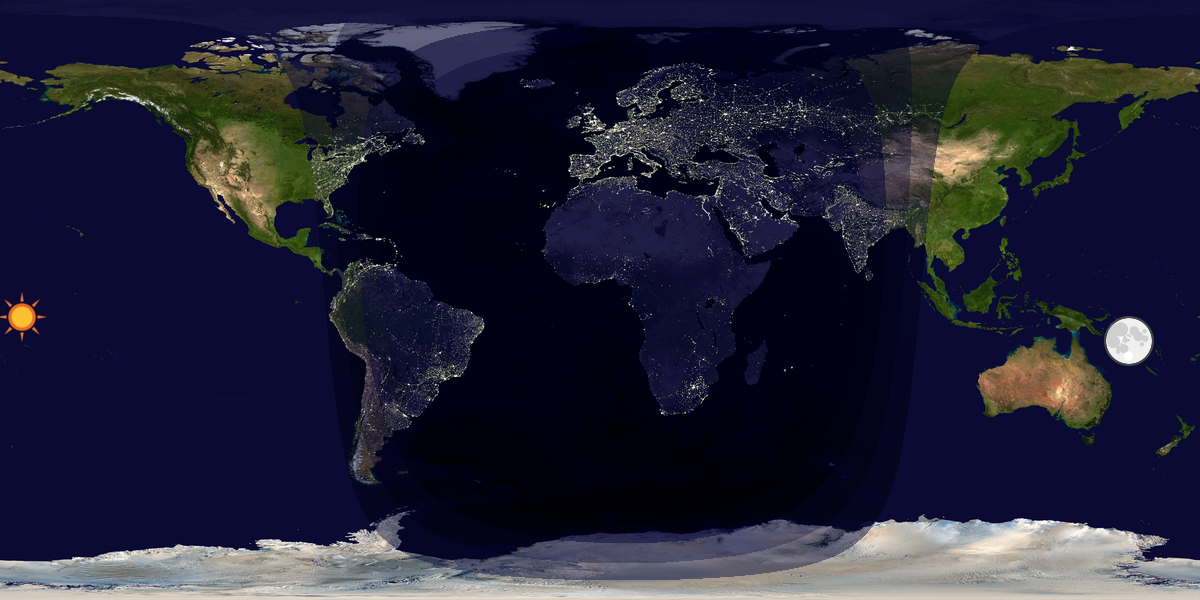 Verdenskart som viser dag og natt 
