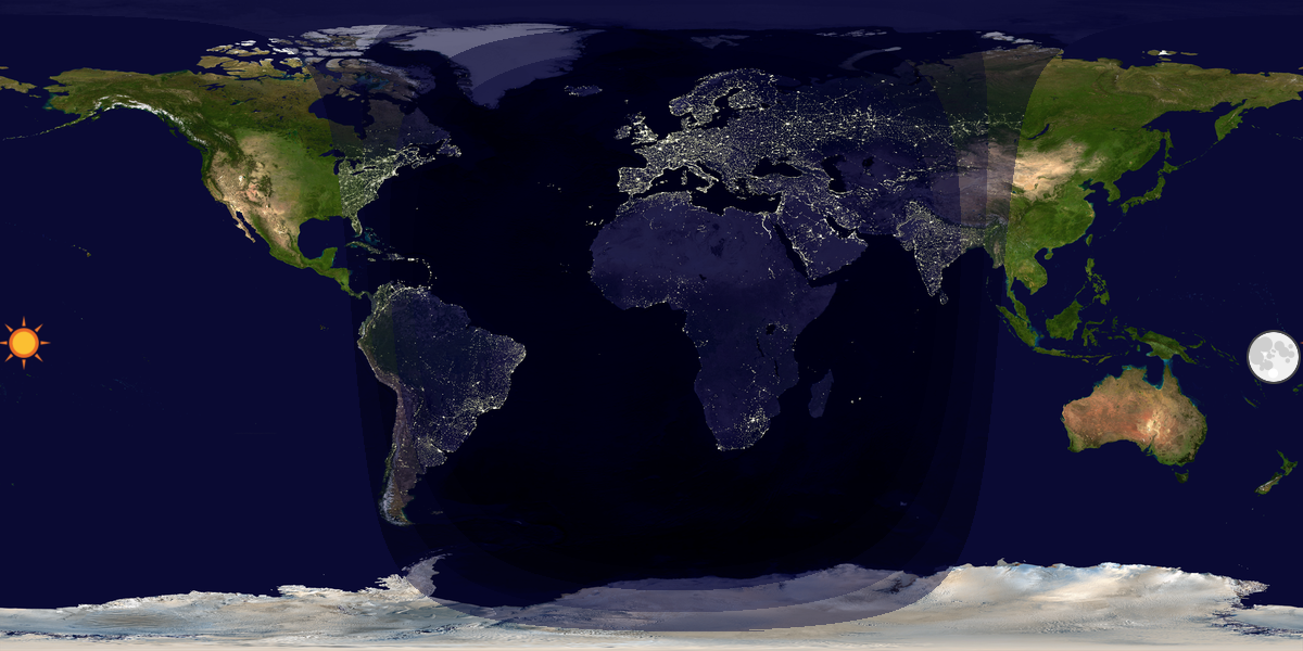 Verdenskart som viser dag og natt 