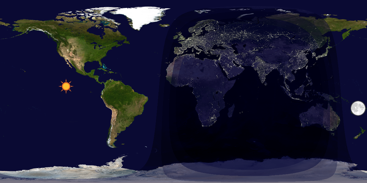 Verdenskart som viser dag og natt 