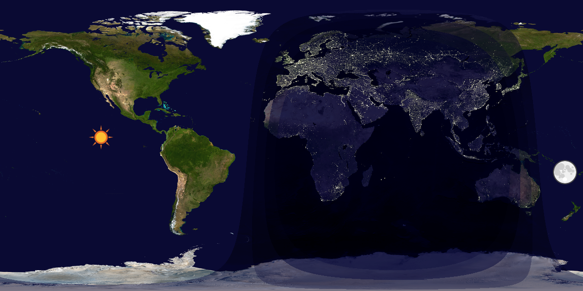 Verdenskart som viser dag og natt 