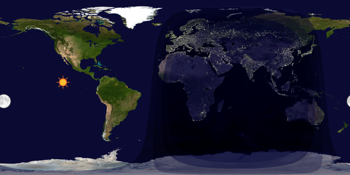 Verdenskart som viser dag og natt 