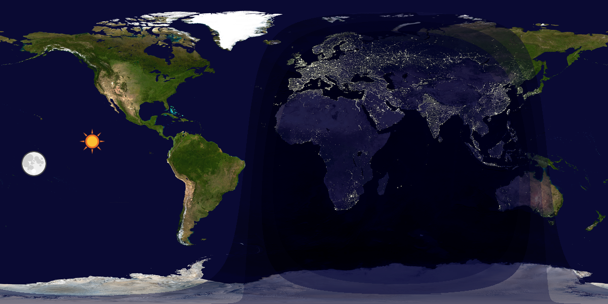 Verdenskart som viser dag og natt 