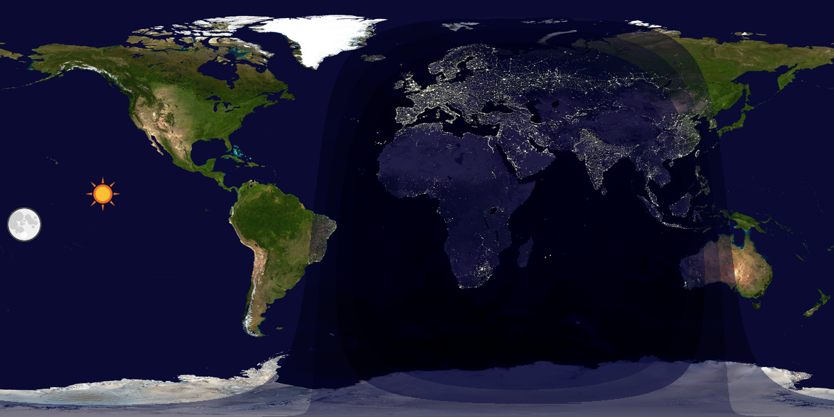 Verdenskart som viser dag og natt 