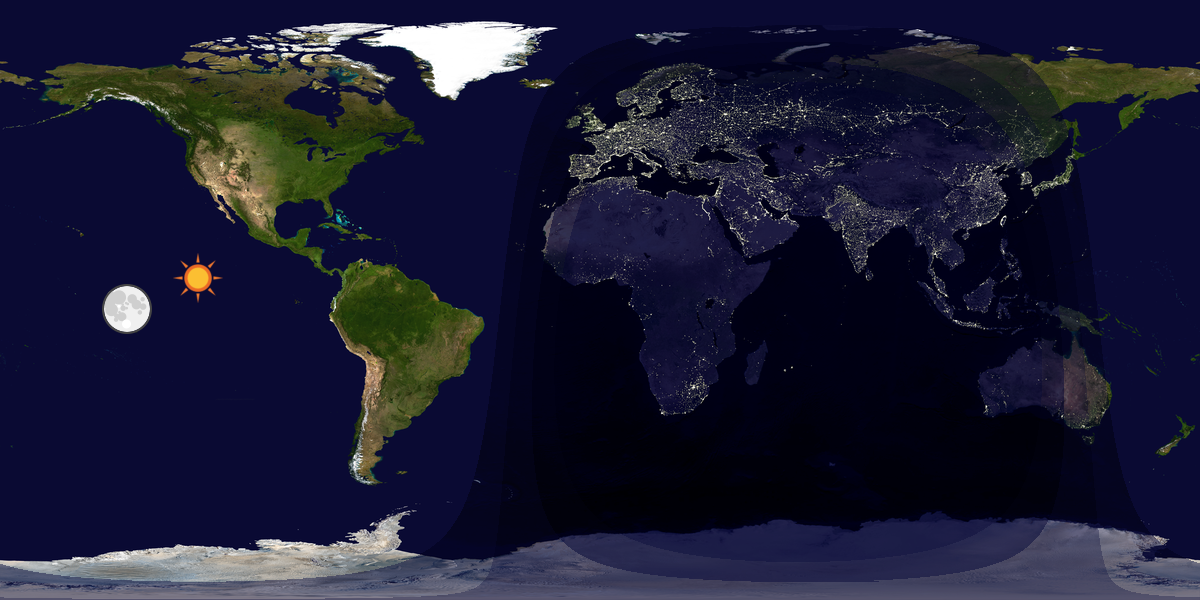Verdenskart som viser dag og natt 