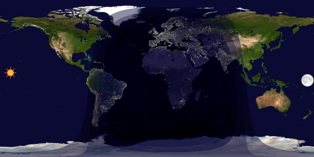Verdenskart som viser dag og natt 
