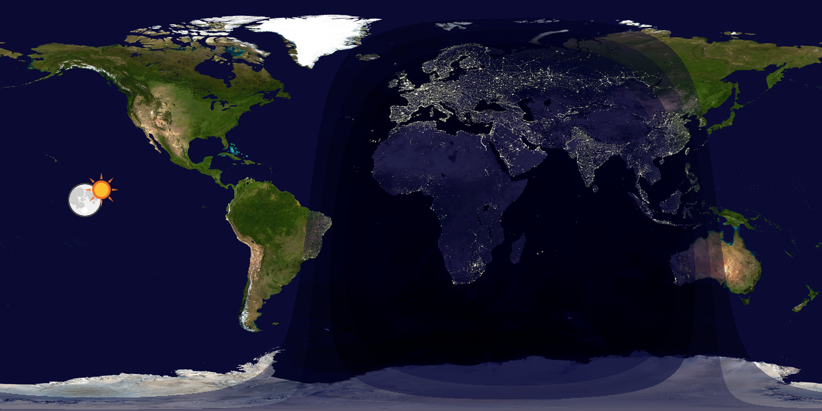 Verdenskart som viser dag og natt 