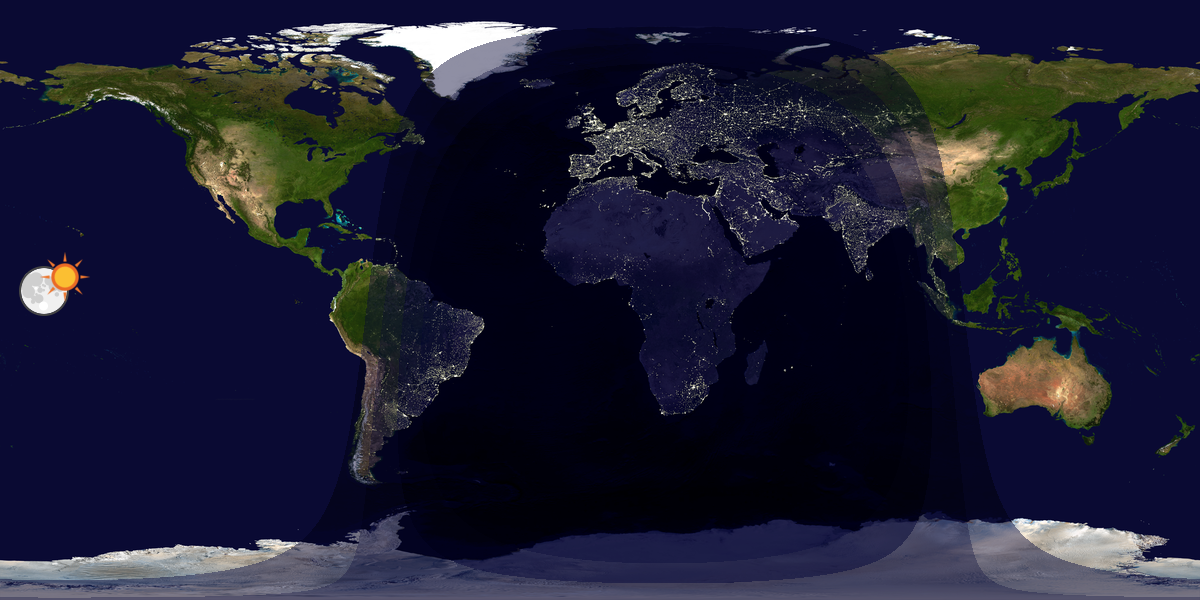 Verdenskart som viser dag og natt 