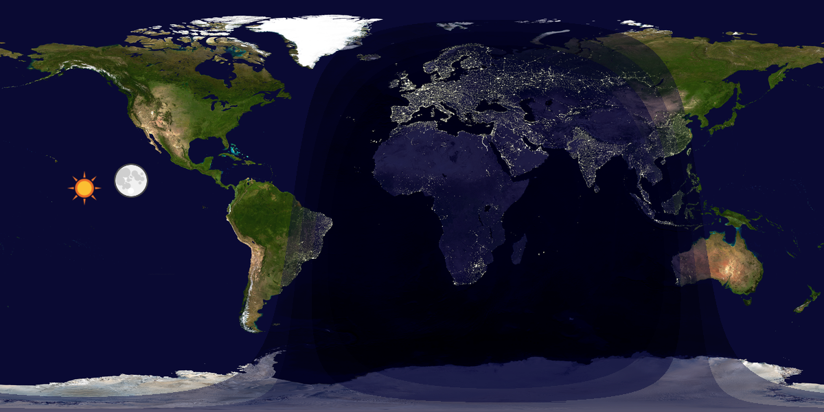 Verdenskart som viser dag og natt 