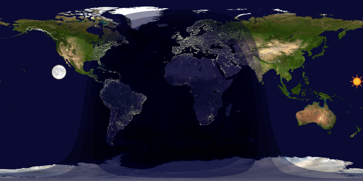 Verdenskart som viser dag og natt 