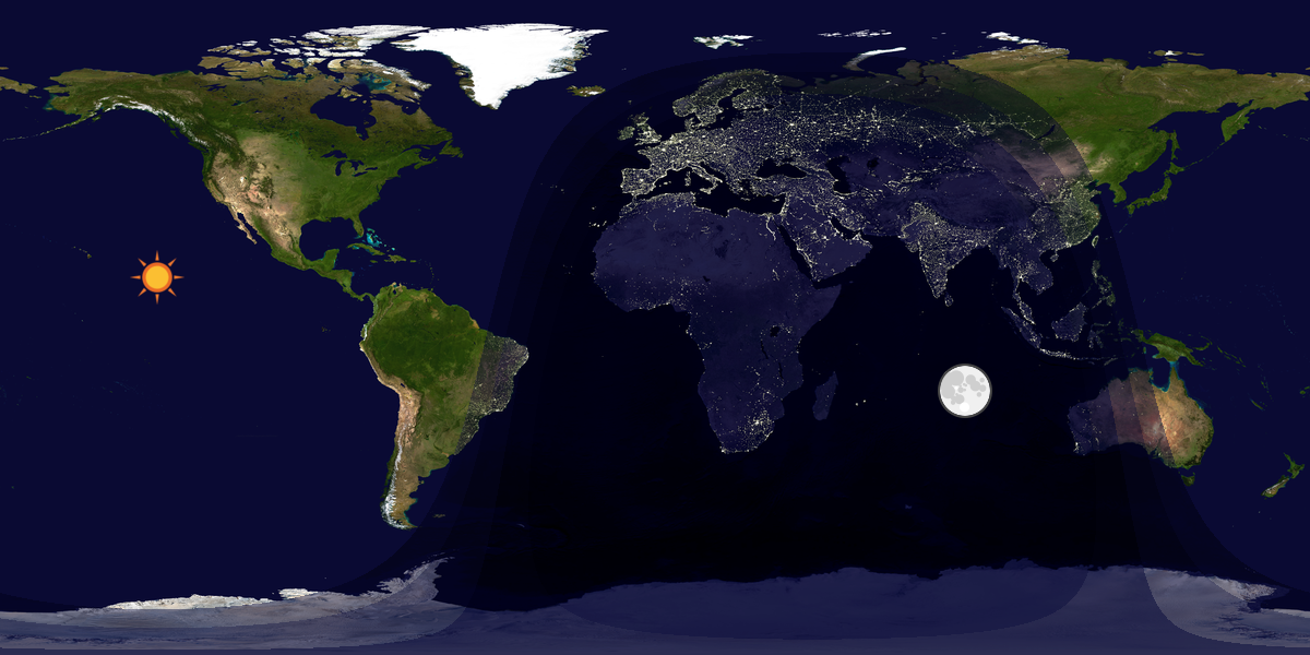 Verdenskart som viser dag og natt 