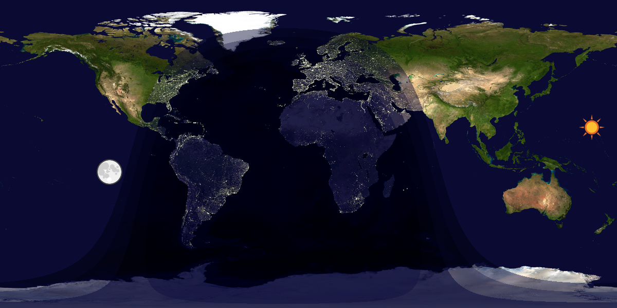 Verdenskart som viser dag og natt 
