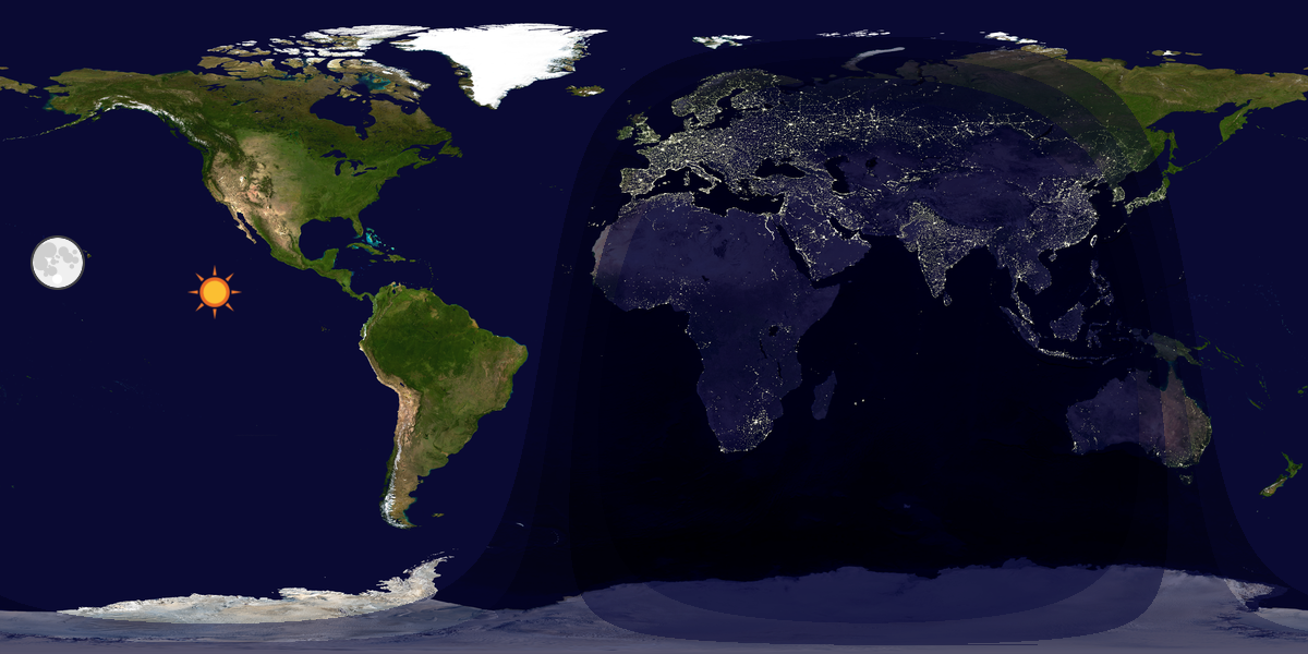 Verdenskart som viser dag og natt 