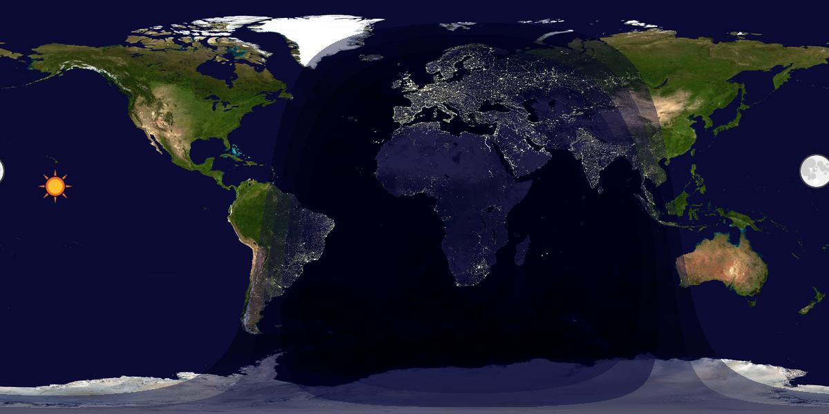 Verdenskart som viser dag og natt 